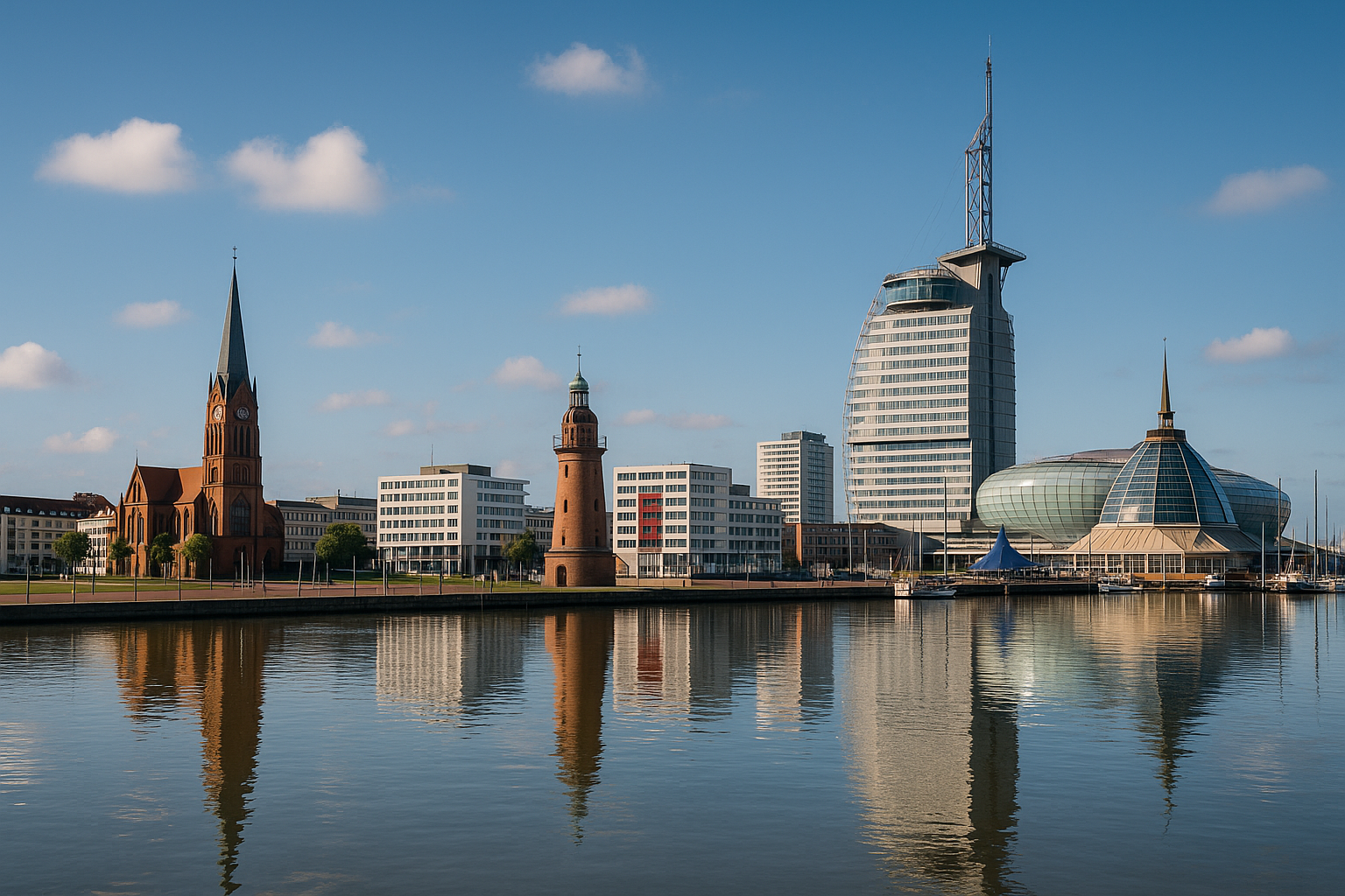 Panoramablick auf Bremerhaven bei Sonnenschein (1) Panoramablick auf Bremerhaven bei Sonnenschein (1)